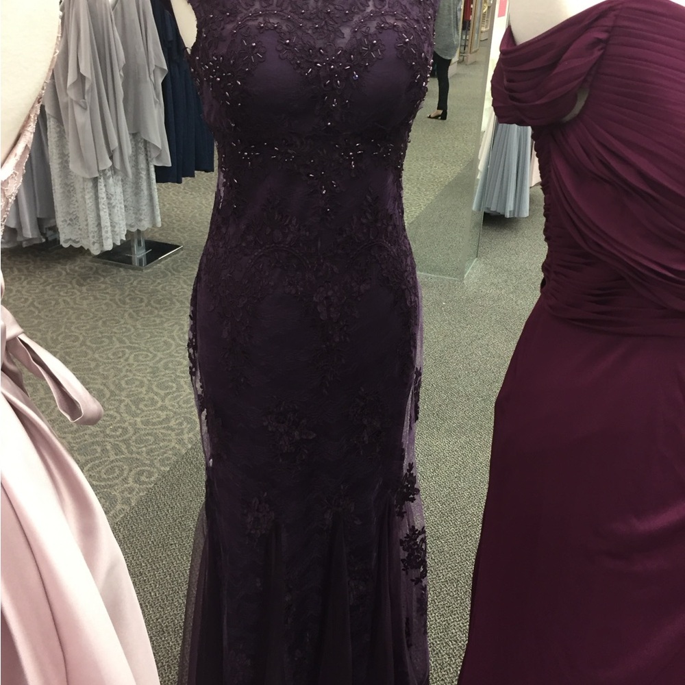 Elegant Purple Lace Evening Gown